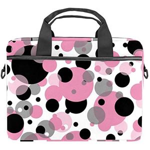 Polka Dots Roze Laptop Schouder Messenger Bag Crossbody Aktetas Messenger Sleeve voor 13 13.3 14.5 Inch Laptop Tablet Beschermen Tote Bag Case, Meerkleurig, 11x14.5x1.2in /28x36.8x3 cm