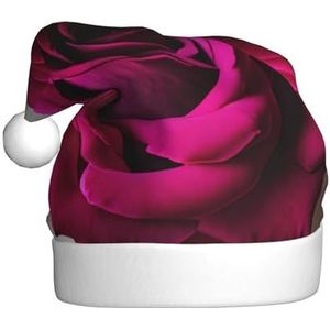 SSIMOO Zwarte Blackgound Rose 1 pluche kerstmuts voor volwassenen, feestelijke feesthoed, ideaal feestaccessoire voor bijeenkomsten