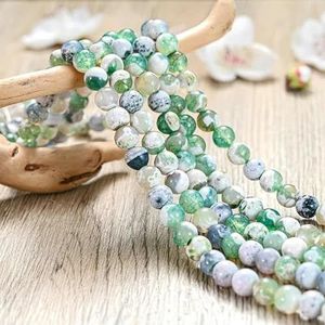 Natuurlijke groene steen kralen Jades kristal Turkoois losse spacer kralen voor sieraden maken DIY handgemaakte armband ketting 4-12 mm-groene draak patroon-12 mm ongeveer 30 kralen