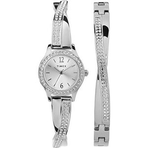 Timex Dames Swarovski Crystal 23mm Horloge & Armband Gift Set, Zilver-toon, Klassiek