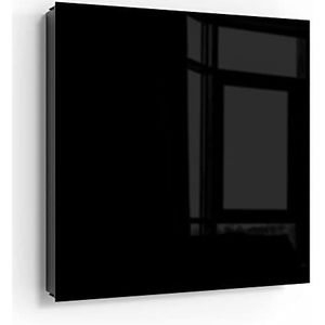 DEQORI Sleutelkast zwart | 30x30 cm | effen kleuren - zwart | glas & metalen sleutelbox | Sleutelkast met 50 haken + 2 magneten | Moderne doos magnetisch & beschrijfbaar