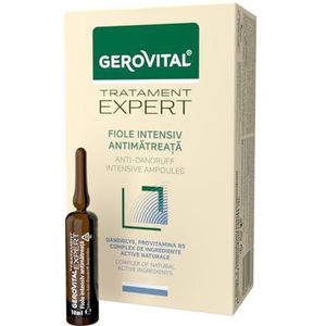 Intensieve antiroos Ampullen - Intensieve behandeling tegen droge en vette roos, met dandrilys en provitamine B5, verzachtend en hydraterend voor een gezonde hoofdhuid, Gerovital Tratament Expert