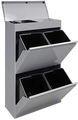 ARREGUI - Top CR622-B - Afval- en Recyclingbak - Lichtgrijs - Staal - 4 x 17 L