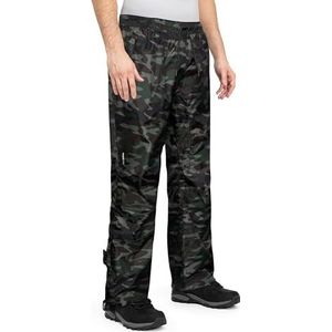 Höhenhorn Pluvia Regenbroek voor heren, waterdichte overtrekbroek, waterkolom 5.000 mm, ademende outdoorbroek met transportzak, camouflage, groen, L