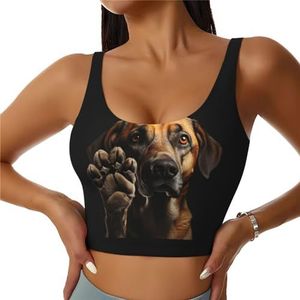 Hond Dier Pet Poot Print Casual Wear Vrouwen Sport Vest Yoga Vest Workout Vest Voor Vrouwen Lichtgewicht Trendy, Zwart, S