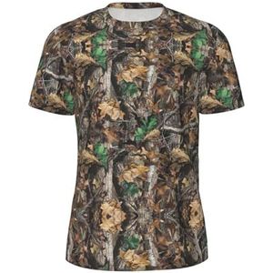 Cold Tree Camouflage Print Heren Sport T-shirt Ademend Cool Dry Mesh Base Layer Tops Korte Mouw Running Top Gym Shirt, Zwart, S