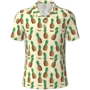 PPHGUT Ananas Print Mannen Korte Mouw Comfort Polo Shirts Casual Dagelijks Outdoor Vakanties Sport Reizen, Zwart, S