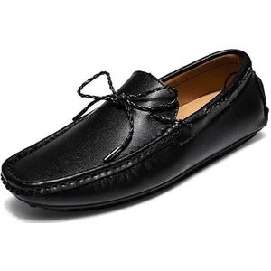 Loafers for heren Schoenen met vierkante neus Veganistisch leer Rijmocassins Bootschoenen Flexibel antislip Prom Slip On (Color : Black, Size : 45 EU)