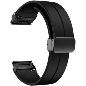 Siliconen Vouwgesp fit for Garmin Forerunner 955 935 745 945 LTE S62 S60/instinct 2 45mm Band Armband Polsband (Color : Black, Size : 22mm Fenix 7 6 5)