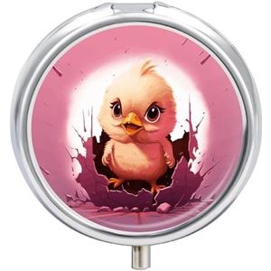 Kippenluiken Ronde Pillendoos Reizen Draagbare Pillenkoker 23 Compartiment Geneeskunde Metalen Tablet Vitamine Houder Organizer voor Portemonnee Pocket