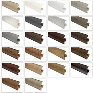 LEMAL Plinten en accessoires - PVC plinten 65x23mm met kabelgoot - (8640 houtlook kastanje, 2 meter) afsluiting strips tapijtvloer