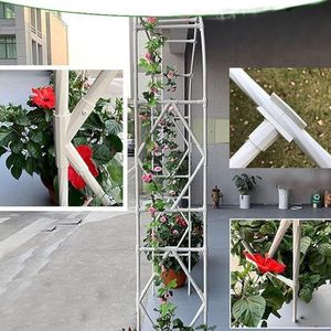 Tuinboog metalen priëlen, duurzame rozenboog, boog voor klimplanten, klimsteun trellis, ondersteuning rooster boog, bruiloft boog, weerbestendig, eenvoudig te monteren, tuin terras (kleur: wit, maat: