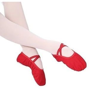 Balletschoenen voor meisjes, kinderen, gymnastiekschoenen, ballerina, dansschoenen, gymschoenen, kinderen voor dansen, balletschoenen voor dames, rood, 42 EU