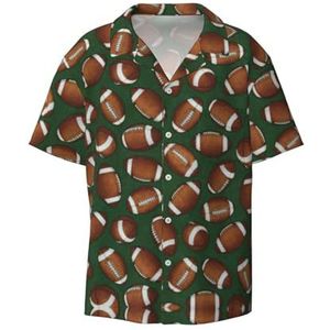 OdDdot Voetbal groene print heren button down shirt korte mouw casual shirt voor mannen zomer business casual overhemd, Zwart, XXL
