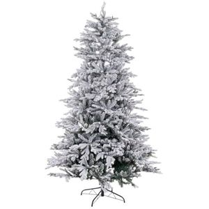 BigBuy Christmas Kerstboom wit groen PVC metaal polyethyleen besneeuwd 210 cm