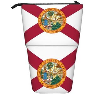 Evengigy Vlag van Florida Print Leuke Etui met Zip Verstelbare Stand Potlood Houder Grappige Make-up Tas, Zwart, Eén maat, Tas Organizer