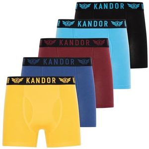 Kandor Bambus Boxershorts Herren - 5er Pack, Weich, Atmungsaktiv Unterwäsche für Männner, Herren - Onderkleding van Bambus Viscose und Baumwolle, Einfarbig & Schwarz Boxer Briefs Set, Gele Mix Set, L