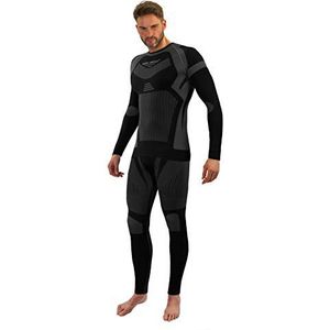 Sesto Senso Mannen Functioneel Ondergoed Set Onderhemd met Lange Mouwen Onderbroek Basislaag L Grijs