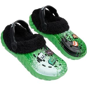 Minecraft Clogs voor kinderen, winter, met bedels, pantoffels voor kinderen en jongeren, Groen, 32/33 EU
