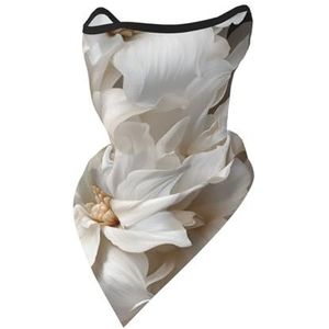 UVBDF Witte bloem gezichtsbedekking sjaal, ademend voor hardlopen, kamperen, klimmen