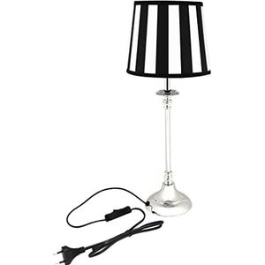 DRULINE Tafellamp - tafellamp - lamp - bedlampje - met lampenkap zwart/wit - 1 x E27 - B/H/D ca. 18 x 48 x 18 cm - Shabby Chic - Vintage