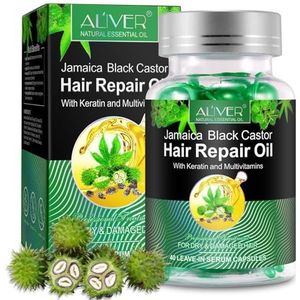 P-Beauty - 40 Ricinusolie Capsules met Keratine & Vitaminen - Castor Olie voor uitwendig gebruik, Haarolie voor Haargroei & Hoofdhuidverzorging, Haarverzorging - tegen Haaruitval & Beschadigd Haar