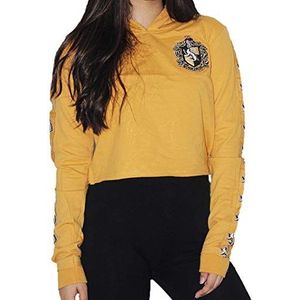 Harry Potter gelicentieerde dames/meisjes Huffelpuf House bijgesneden hoodie sweatshirt, Geel, L