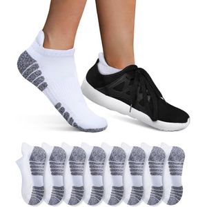 YouShow 8 paar katoenen sportsokken voor dames, korte ademende sokken (8x wit, 43-46)
