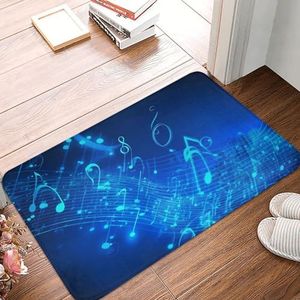 YNCATXZ Blue Musical Notes deurmat 40 x 60 cm antislip indoor outdoor mat welkomstmat wasbaar deurmat voor ingangen deurmat absorberende flanellen badmatten