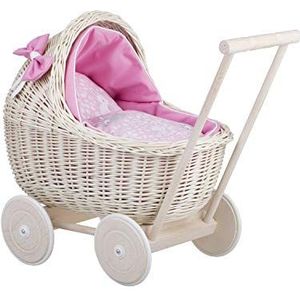 e-wicker24 Alles aus Weide Puppenwagen aus Weide mit Bettwäsche