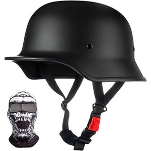 Retro Vintage Open Helmen Duitse motorfiets halve helm, pet voor dames heren volwassenen met verstelbare snelsluiting, scootercruiserfiets, ECE goedgekeurd H,L59-60CM