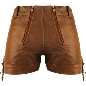 Bockle® Cracker Leather Shorts Bruin voor Mannen Lederen Shorts Hot Broek Broek