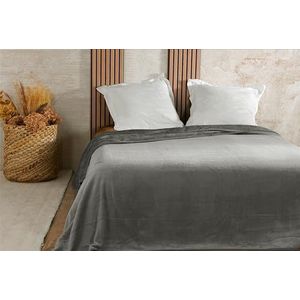 LINDER Sprei van fluweel, reliëf, 240 x 260 cm, grijs