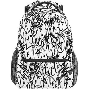 MEHOM Gedrukt Rugzak School Boek Tas College Boekentassen Graffiti Letters Reizen Sport Wandelen Camping Dag Pack, 1 kleur, One Size