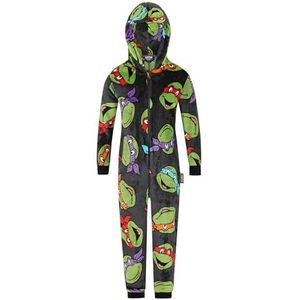 TEENAGE MUTANT NINJA Jongens Turtles Fleece Slaappak TMNT Kinderen Onesie, Zwart, 6-7 jaar