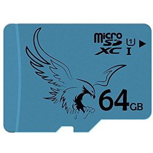 BRAVEEAGLE 64 GB microSD-kaart klasse 10 SD-geheugenkaart voor actiecamera, drone, smartphone, dashcam (64 GB U1)