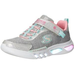 Skechers S Lights Glow Brites Dazzle Force Sneakers voor meisjes, grijs met glitter en knipperend, grijs, lichtgrijs, 34 EU