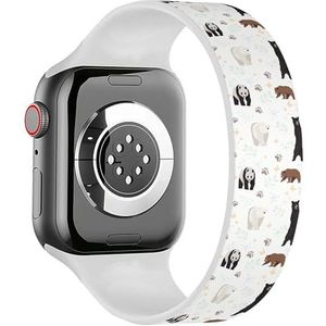 Solo Loop band compatibel met alle series Apple Watch 38/40/41mm (Panda ijsbeer zwart) rekbare siliconen band band accessoire, Siliconen, Geen edelsteen