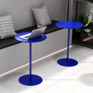Ronde salontafel hoogte bartafel, kleine bijzettafel metalen bijzettafel met vast tafelblad en stabiele basis, nachtkastje hoekbank tafel accent tafel, blauw (Size : 40x40x50cm)
