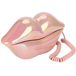 VBESTLIFE WX-3016 Telefoongebonden telefoon, met mond en lips, vaste telefoon, desktop, vaste telefoon met heldere klank en nummergeheugenfunctie, voor thuisgebruikers, kantoor (roze)