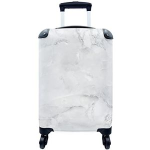 MuchoWow® Koffer - Marmer - Aderen - Grijs - Past binnen 55x40x20 cm en 55x35x25 cm - Handbagage - Trolley - Fotokoffer - Cabin Size - Print