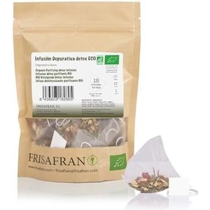FRISAFRAN | Bio Detox Zuiverende Infusie in piramides 15 Eenheid | 30g | Spijsvertering | Ontstekingsremmend | drainerende met diuretisch effect | Detox-eigenschappen | Natuurlijke antioxidant