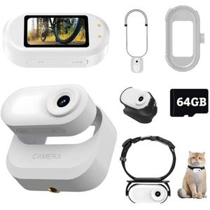 Mini-lichaamscamera, 1080p draagbare camera ter grootte van een duim met oplaadcase, 1,47-inch scherm magnetische sportcamera, kleine POV-camcorder voor huisdieren, fietsen, vloggen,Wit,64GB