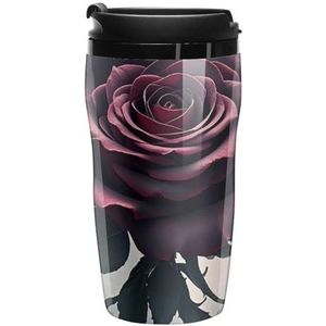 FHECVBN Koffie Cup Dubbelwandige Reizen Mok Rose Gothic Geïsoleerde Koffie Mokken Met Deksel Tumbler Cup Grappige Koffiekopjes Houden Dranken Koud En Warm 250ml