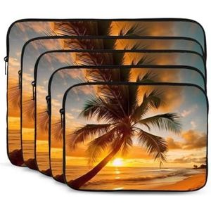 Tropisch strand palmboom zonsondergang print laptop sleeve case draagbare computertas draagtas kleine laptoptas voor vrouwen mannen 17 inch