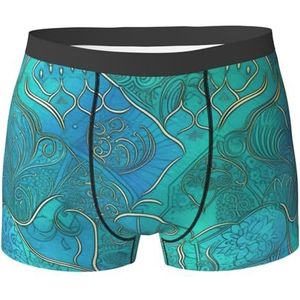 GDSHJKLW Heren ondergoed boxerslips zachte stretch boxer slips ademend turquoise patroon boxers met contour zakje, Zwart, L-3XL