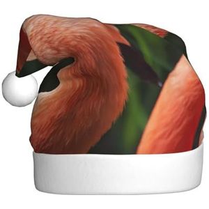 LAMAME Flamingo bedrukte kerstmuts feestdecoratie hoed pluche kerstmuts