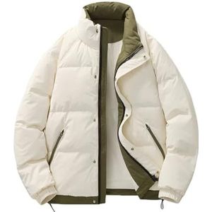 Pegsmio Mannen Winter Thicken Warm Donsjack Solid Losse Jassen Stand Kraag Katoen-Gewatteerde Parka's Windjack, Beige, 3XL