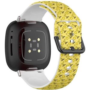 Zachte sportband compatibel met Fitbit Sense / Sense 2 / Versa 4 / Versa 3 (gele honingraatbij) siliconen armband accessoire