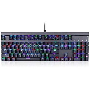 Gamingtoetsenbord, RGB mechanisch gamingtoetsenbord met 104 toetsen, USB, blauw/rood, zwart/wit(White,Blue Switch)